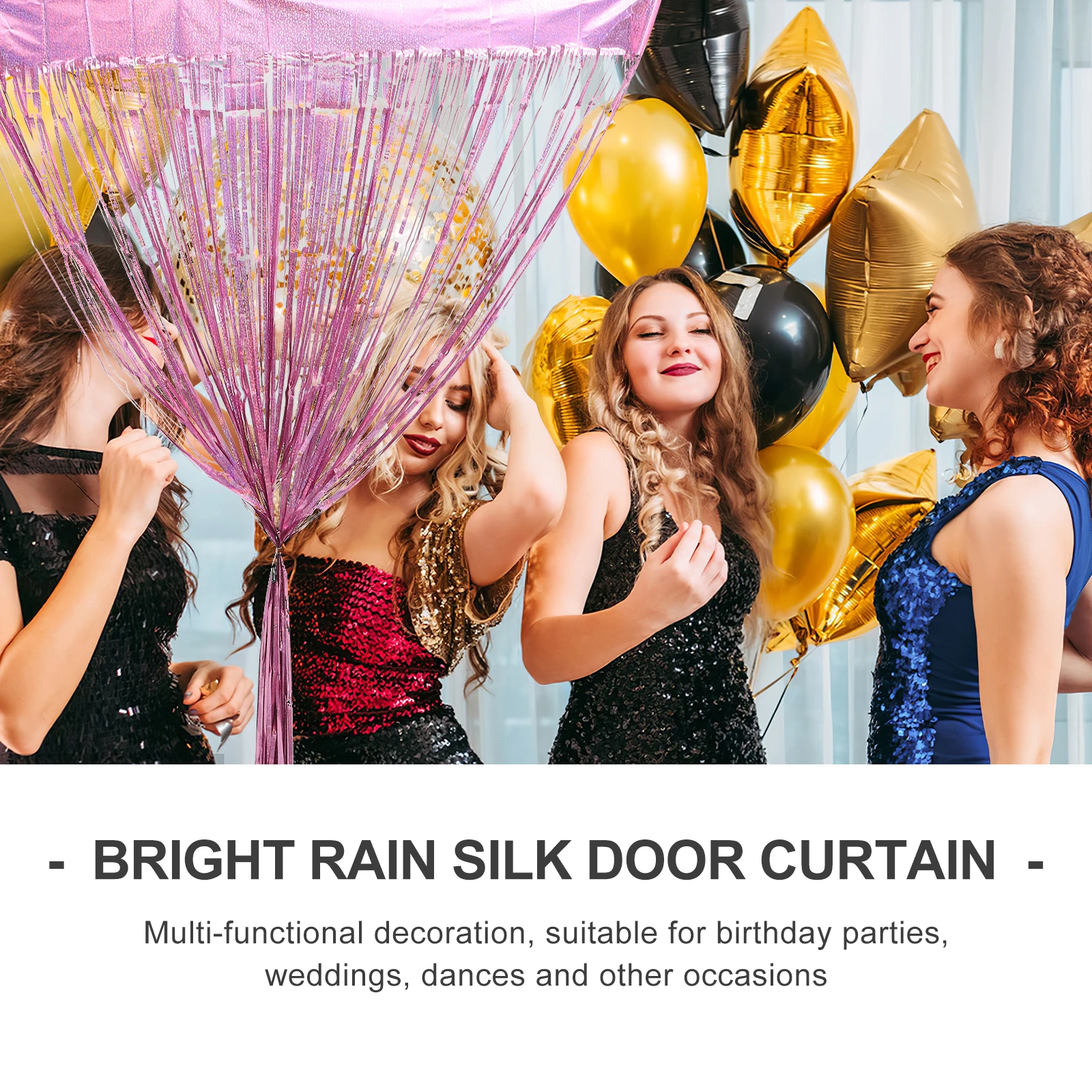 

2 pcs Foil Fringe Curtain Backdrop Background Wall Decor For Party Wedding Birthday Photography Studio Tinsel Fringe Curtains