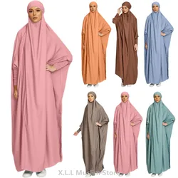 Hooded Muslim Women Jilbab One-piece Prayer Dress Hooded Abaya Prayer Garment Islamic Clothing Dubai Saudi Black Robe Kaftan