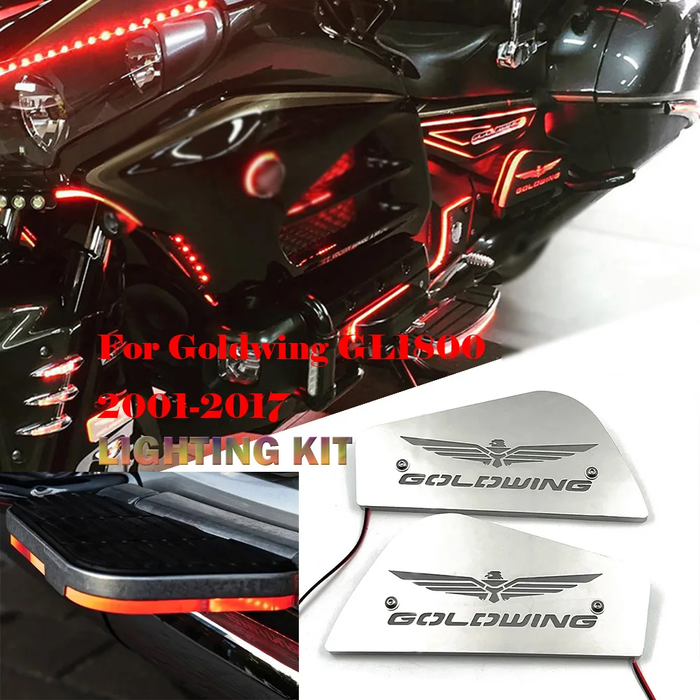 For GOLDWING 1800 GL1800 Accessories Motorcycle Passenger Footrests New LED Lighting Foot Pedal Goldwing 1800 2001-2017