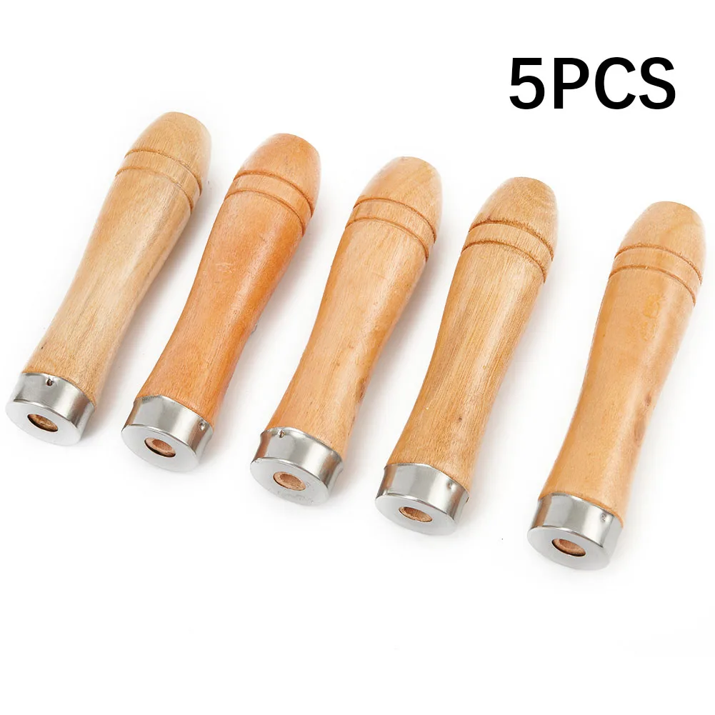 

5pcs Wooden File Handle Replacement Strong Metal Collar 11cm Hole For 6-8Inch File Screwdrivers Hand Drills Craft Hand Tool