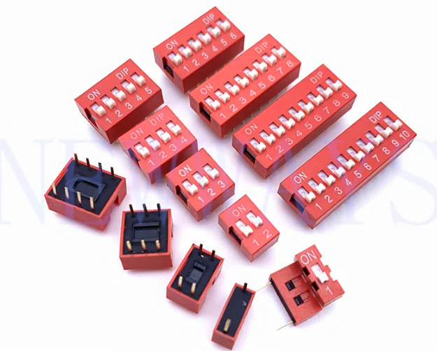 100pcs 1P/2P/3P/4P/5P/6P/8P/10P  Position DIP Switch 2.54mm Pitch 2 Row 4P 8 Pin DIP Switch