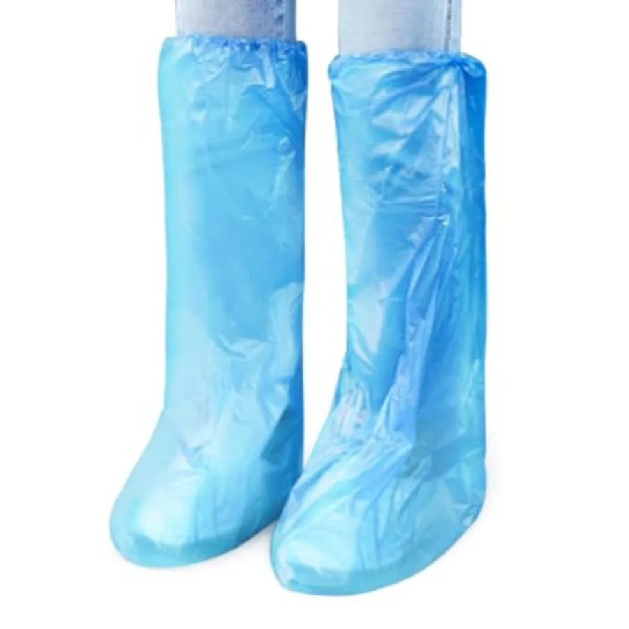 

Disposable Shoe Covers 60 Pack 30 Pairs Blue Rain Shoes and Boots Cover Plastic Long Shoe Cover Clear Waterproof Anti-Slip Over