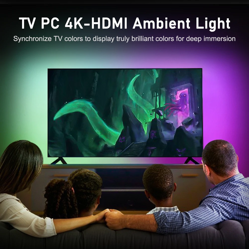 Imagem -05 - Smart Ambient tv Led Backlight Box Sync Box Strip Lights Kit Wi-fi Tuya App Alexa Voice Assistente do Google Hdmi 2.0 Ws2811