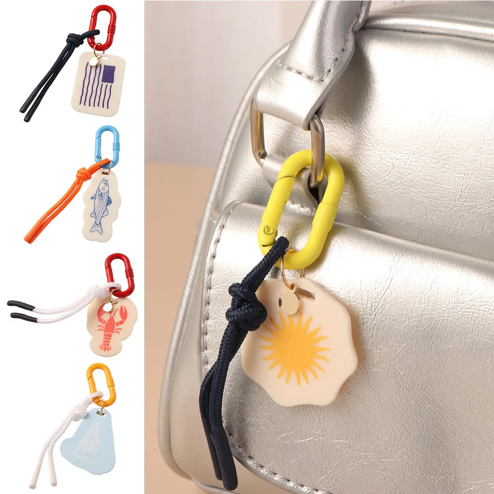 Lovely Acrylic Charms Retro Rope Woven Pendant Contrasting Geometric Mobile Phone Pendant Fashion Cartoon Bag Chain Charms Men