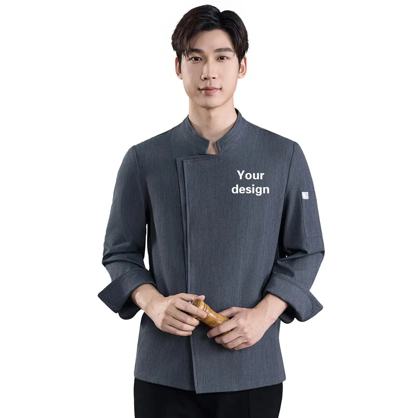 Custom Chef Jacket Uniform Shirt Logo Personalized Design Men's Kitchen Long Sleeve Stretch Fabric Premium Work Clothes Coat