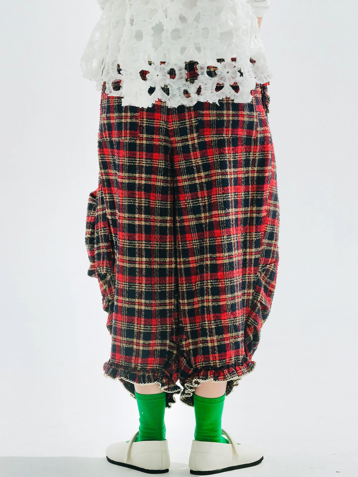 Sarouel élégant à carreaux pour femme – Idéal pour les looks de rue décontractés 255134