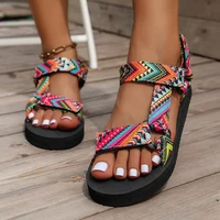 Summer Flat Women's Shoes Hemp Rope Set Foot Beach Sandals Outdoor All-match Casual Slippers Large Size Women Sandals - Image 2
