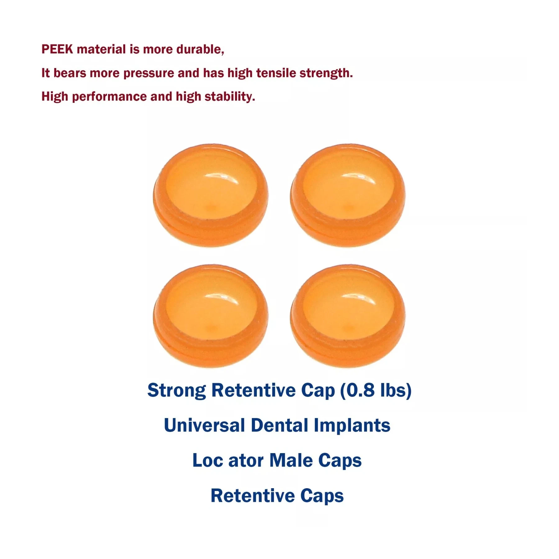 

4Pcs Overdenture Abutment Removable Male Caps 0.8 lbs for Loc ator Series