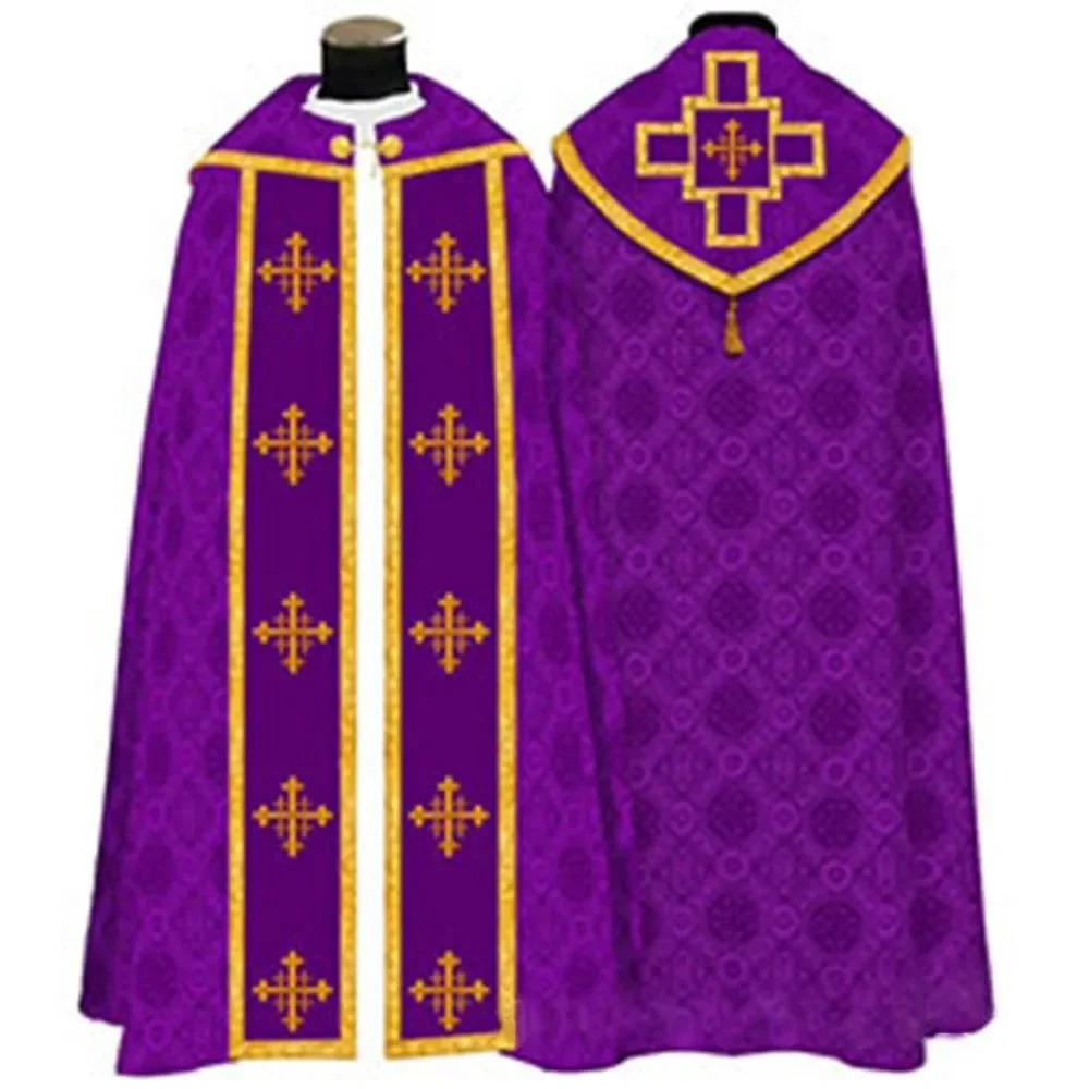 للجنسين الكنيسة السترات الكاثوليكية كيب عباءة الكاهن المشاهير Chasuble كتلة سترة البابا رداء هالوين القرون الوسطى تأثيري حلي #3
