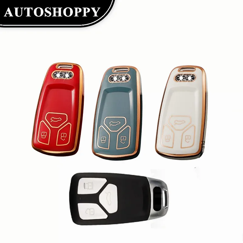 

Golden Original TPU Car Key Case Cover Shell For Audi A1A3 A4 B9 A5 A6 Q3 Q5 4M Q7 TTS RS Coupe Protector Holder Fob Accessories