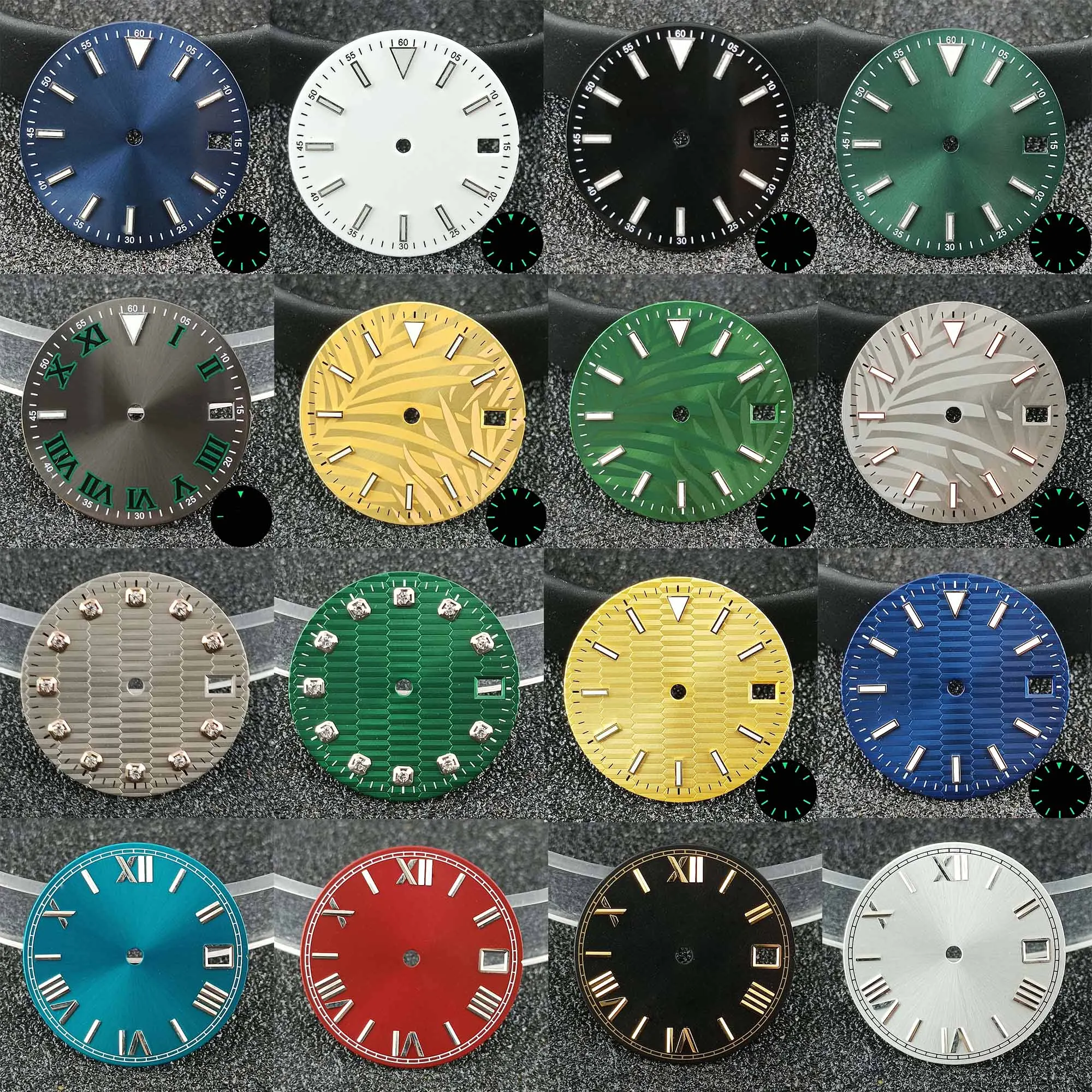 28.55mm Diameter Watch Dial green Luminous Dial for N H35/N H36 Watch Movement Accessories Watch Parts For Wristwatches