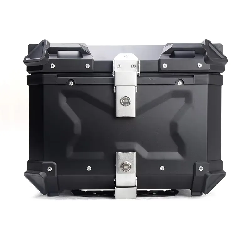 Durable Aluminum Motorcycle Tail Case - Universal Black/Silver Portable Storage Case