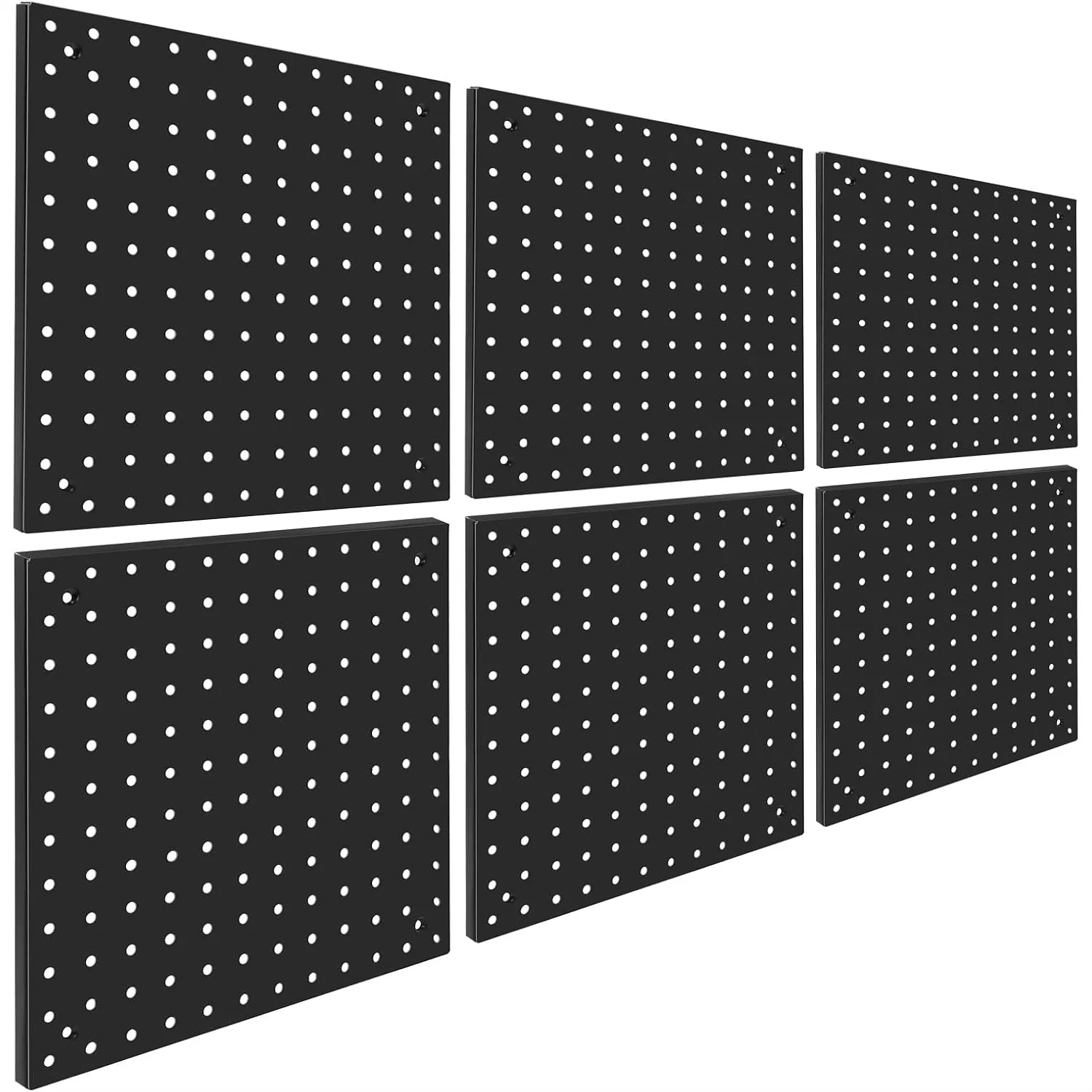 

Steel Pegboard Panels 6 Pack 12x12 for Garage Tool Storage, Office Organization, Craft Room, Kitchen