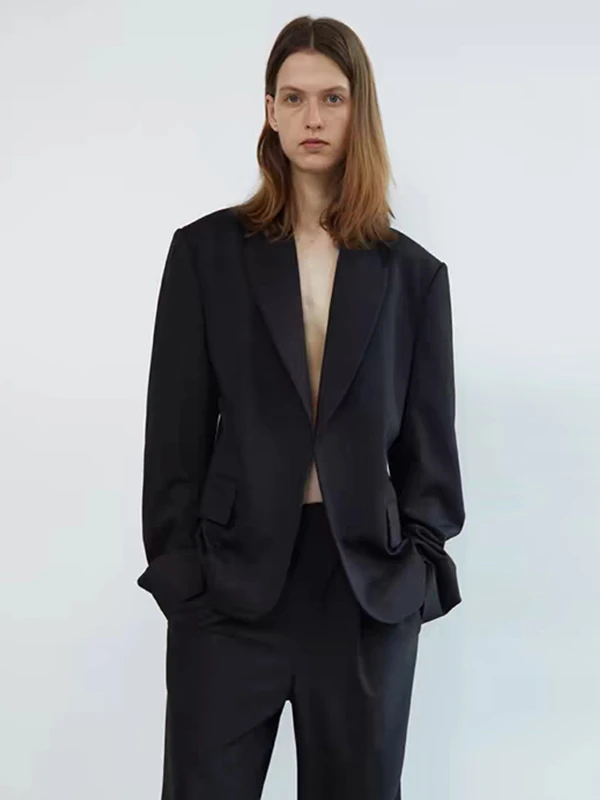 

Classic Low Tailored Women's Jaet Casual Guni Collar Outerwear Comfortable Wool Fabric Long Sves Spring Faion