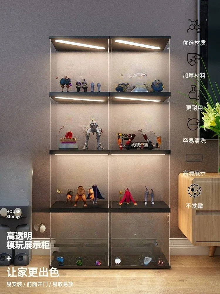 Présentoir de figurines, bloc de construction de boîte aveugle en argile, couvercle anti-poussière transparent