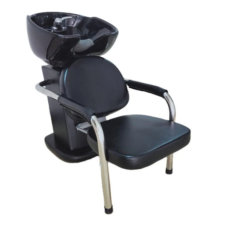 2026 New Model Simple and Foldable Hair Washing Custom Ceramic Basin Semi Reclining Head Therapy Barber Shop Shampoo Bed