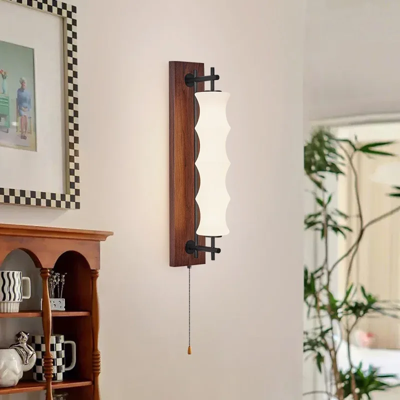 Medieval style new bamboo wall lamp, living room sofa aisle corridor new Chinese style retro bedroom bedside background