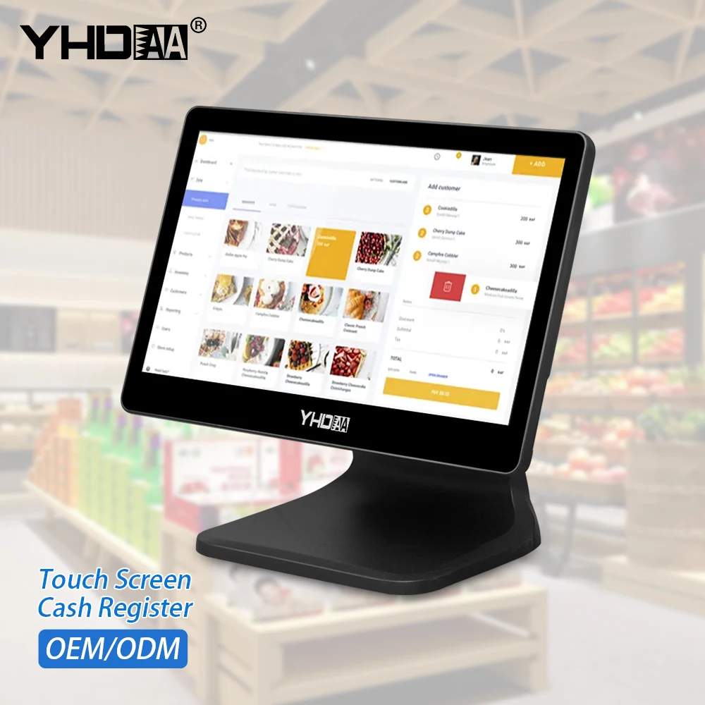 

15,6-дюймовый емкостный монитор с сенсорным экраном, ресторан, супермаркет, POS-терминальная система, кассовый аппарат