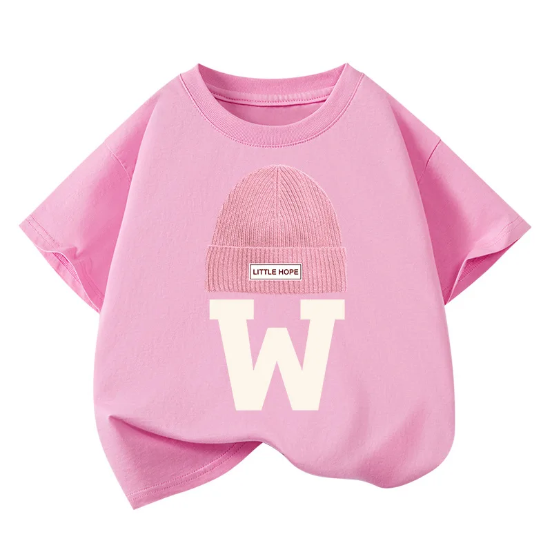 

2026 New Children's T-shirt Personalized Printed Pure Cotton T-shirt Parent Child Wear Summer Trendy Brand Short Sleeve