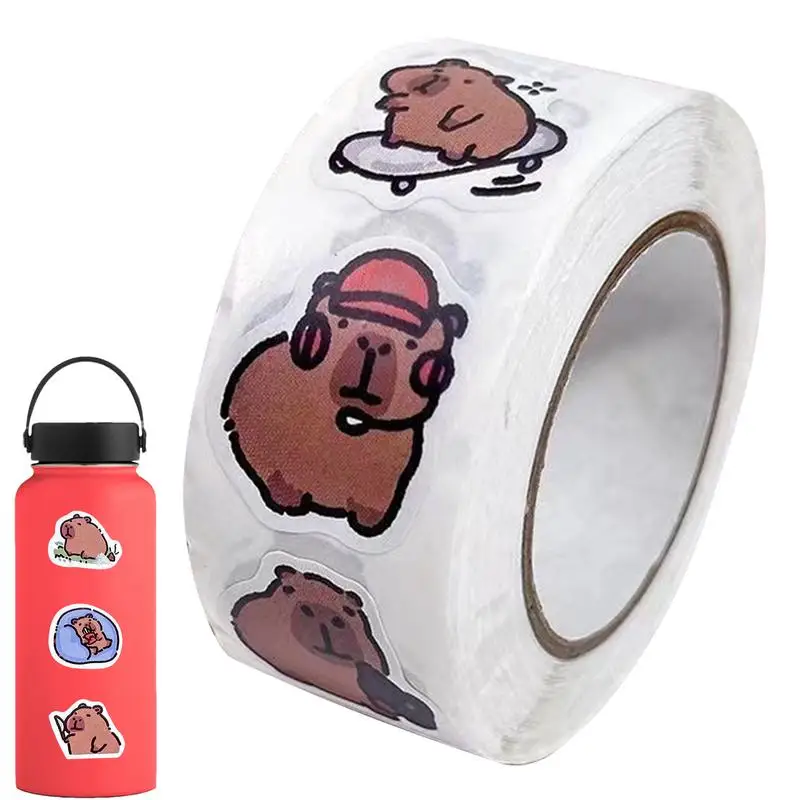 1 Roll Cute Capybara Sticker Roll Waterproof Graffiti Aesthetic Decorative Luggage Laptop Cup Phone Case Diary Book Kids Sticker