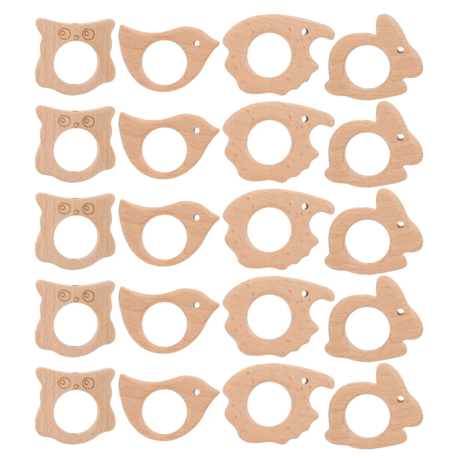 20 Piezas de Madera Natural para Bebés, Mordedores de Madera para Bebés, Discos de Madera para Bebés