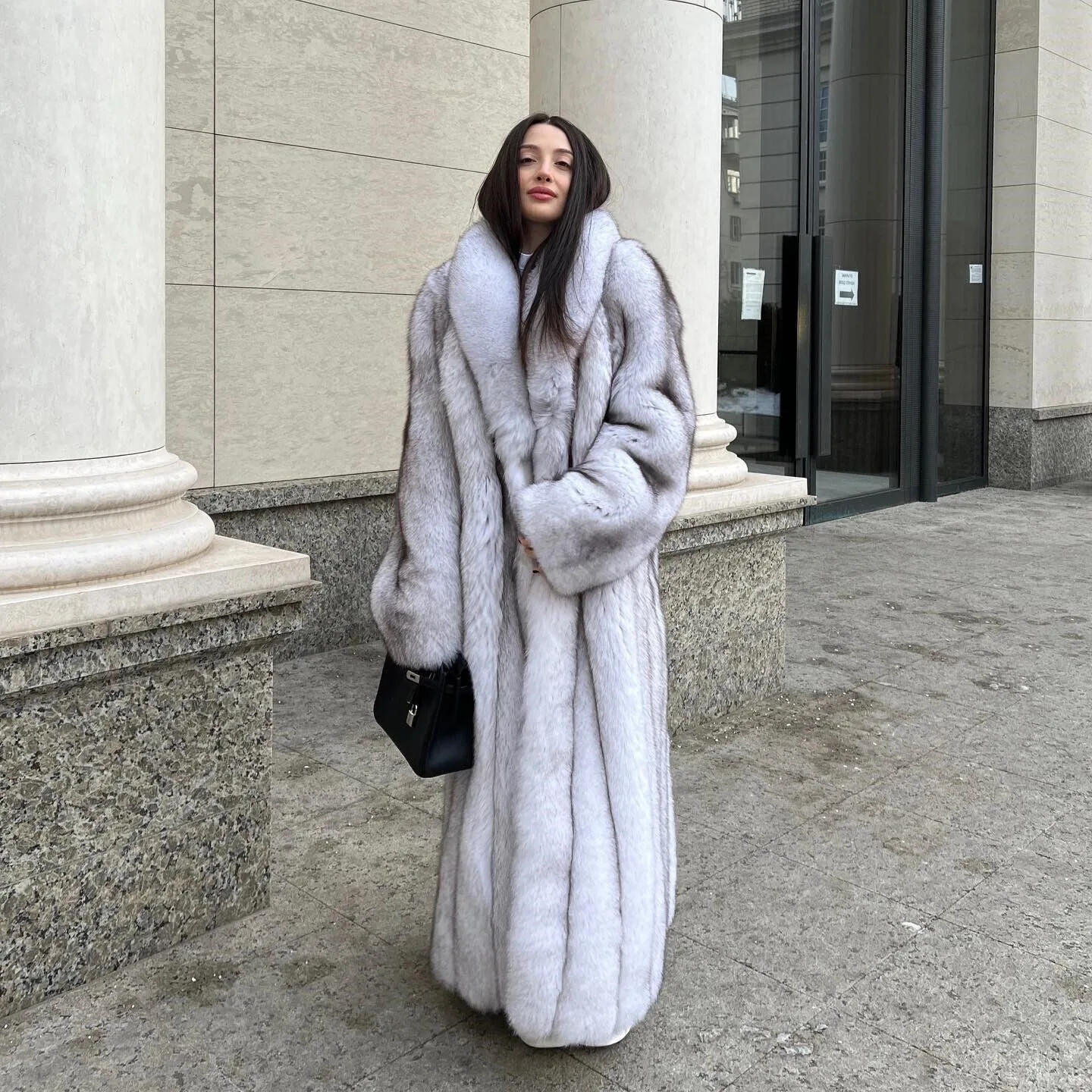 

130CM Women Natural Real Fox Fur Overcoat Winter Thick Coat Shawl Collar Outwear women's clothing trend 2024 New in coats jacket