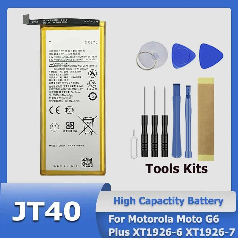 JT40 Battery for Motorola Moto G6 Plus XT1926-6 XT1926-7 + Accompanying tool