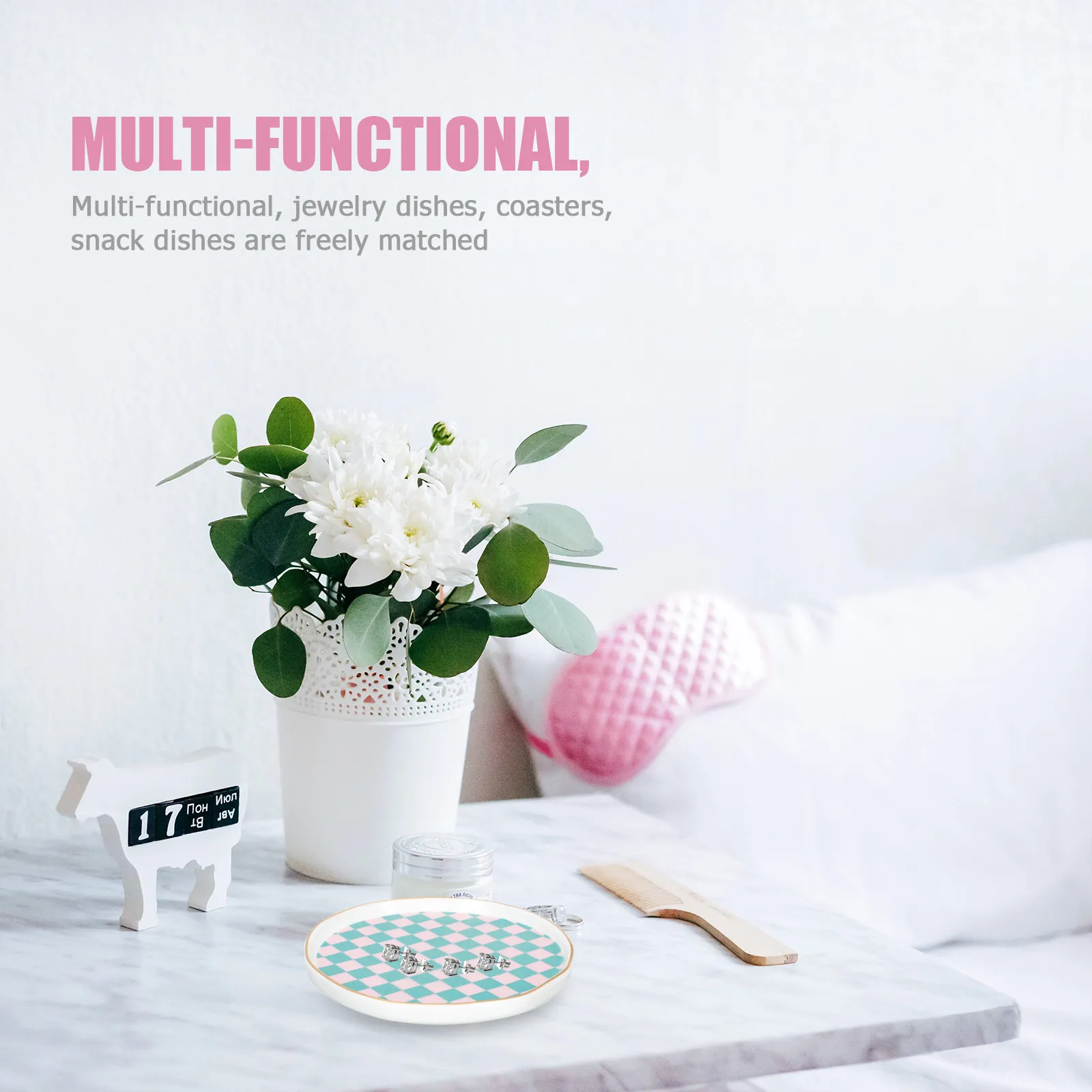 

Premium Ceramic Jewelry Dish Nordic Design Decorative Trinket Tray for Jewelry Cosmetics Keys Storage Living Room Bedroom