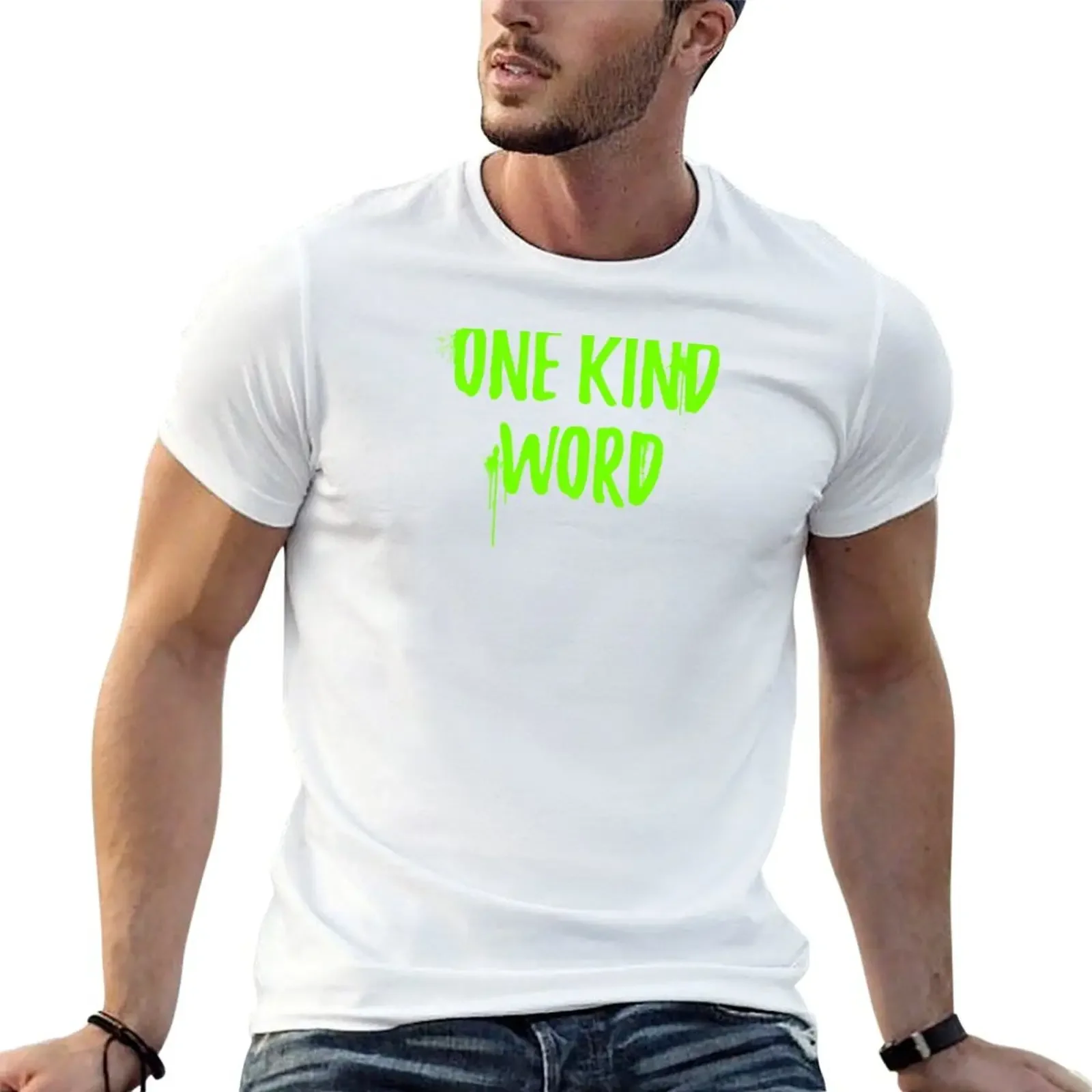 ONE KIND WORD T-shirt cute tops vintage boys animal print sports fans sweat shirts, men