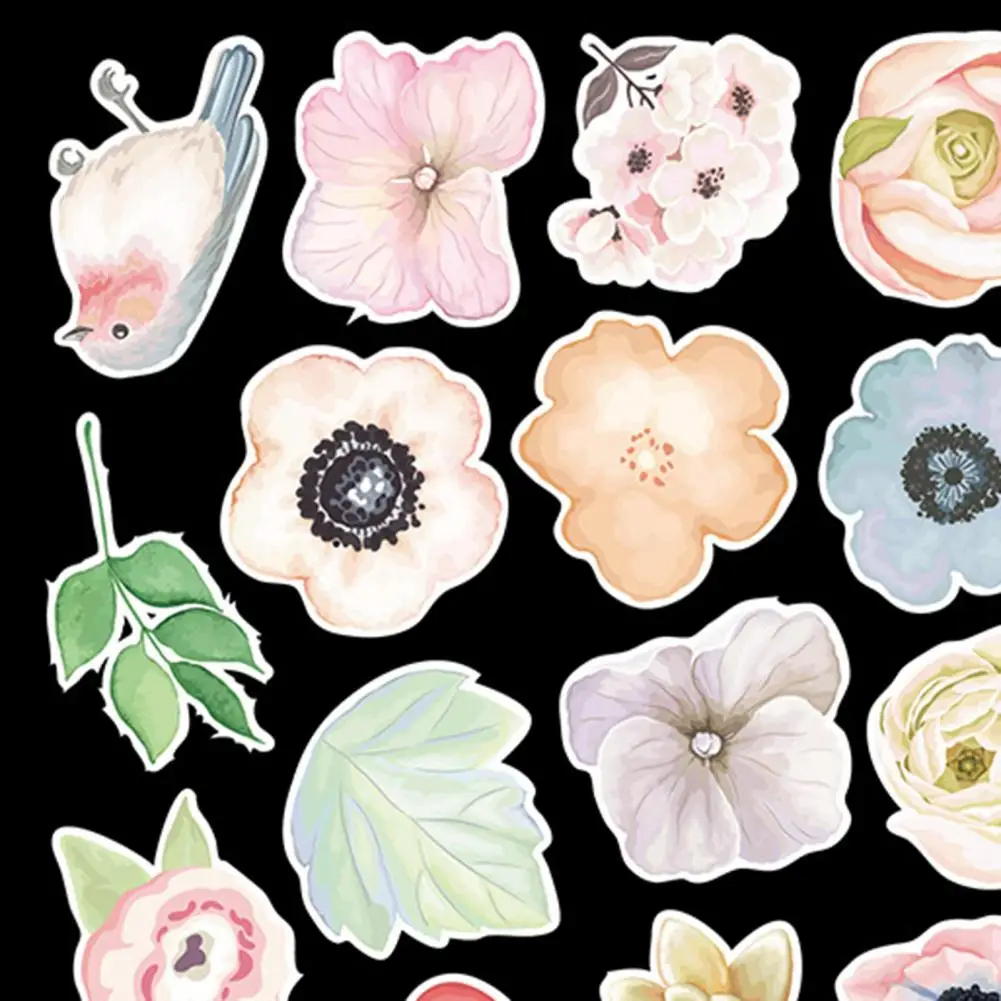 Cartoon Sticker Floral Scrapbooking Stickers Set 50pcs Waterproof Reusable Decoration Sticker for Book Cup for Scrapbooking