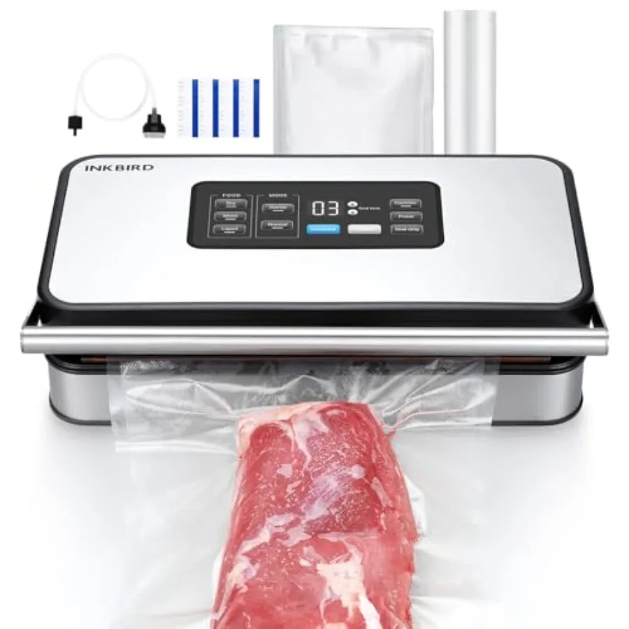 

Vacuum Sealer Machine for kitchen use ABS plastic body black color 160W double pump full automatic sealing with liquid/moist/dr