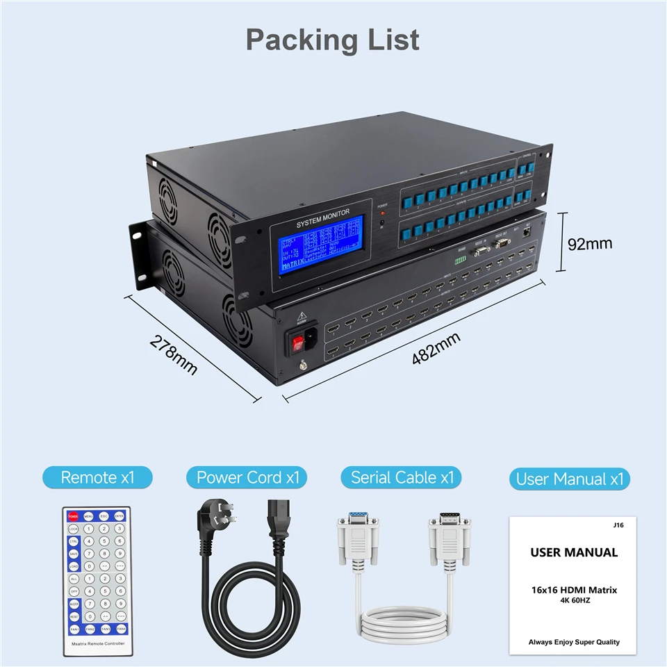 ProAV 4K 60Hz HDMI Audio/Video Matrix switch 4x4 8x8 8x16 16x16 Chassis style Di
