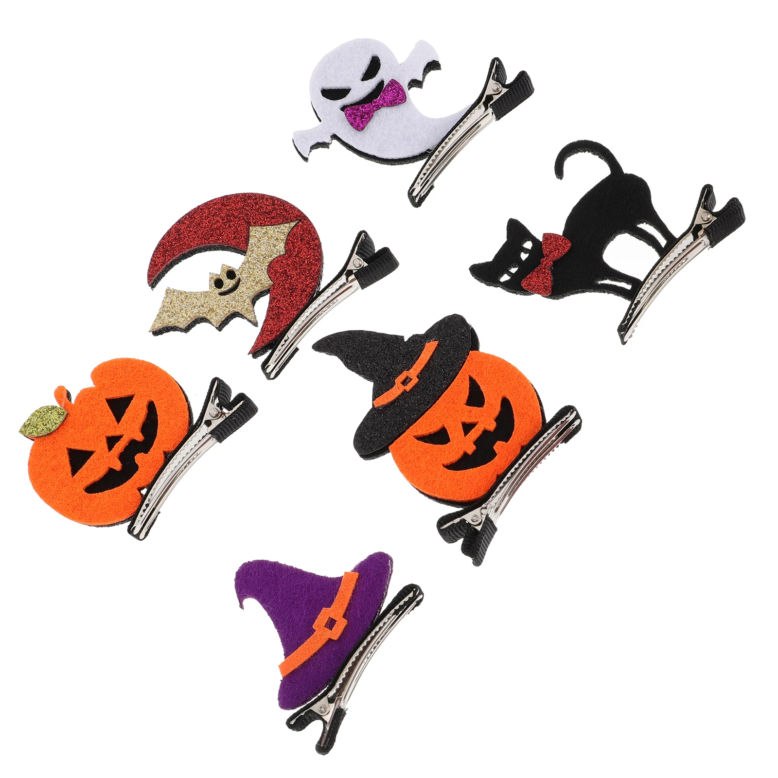 

6 Pcs Pumpkin Hairpins Non-woven Child Clips Durable Lightweight Halloween Party Accessories Ghost Style Headdress