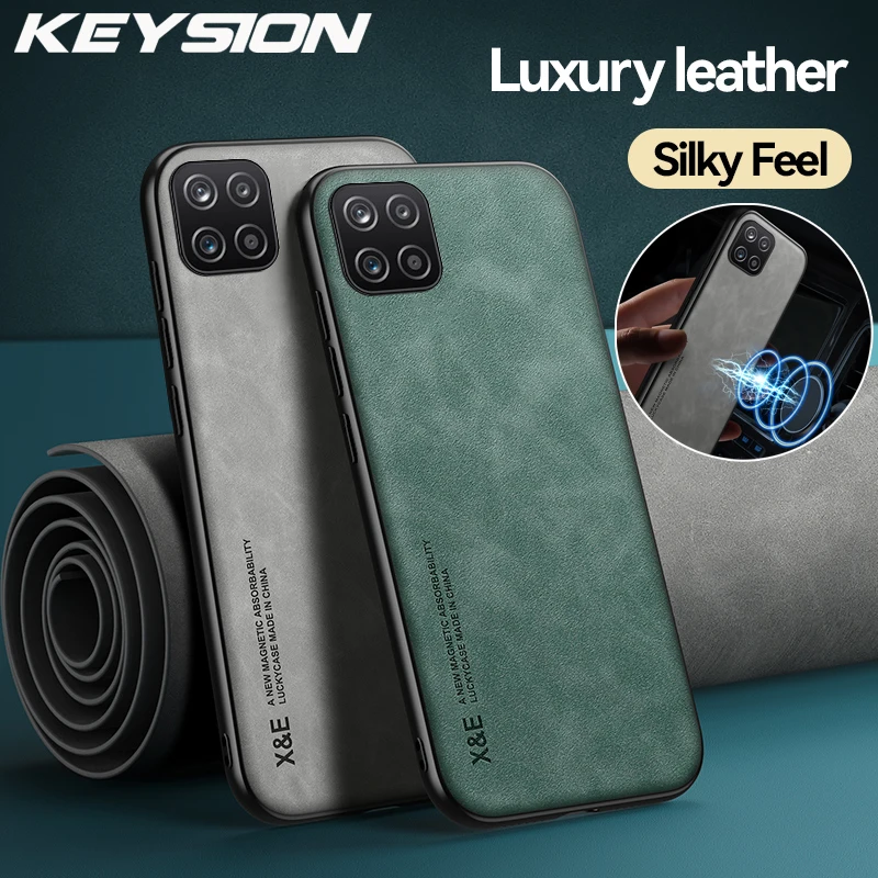 KEYSION Luxury Leather Case for Samsung A22S 5G A12 A50 A70 A30S A21S Silicone Shockproof Phone Back Cover for Galaxy M33 5G M32