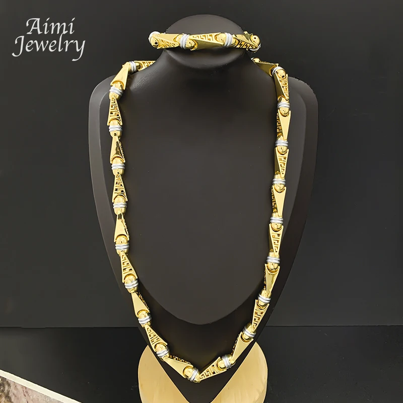 

25-дюймовый длинный цепочка, топ Quanlity, золотое колье в стиле хип-хоп, 18-каратное позолоченное ювелирное изделие, ожерелье, браслет, комплекты ювелирных изделий, подарки на вечеринку