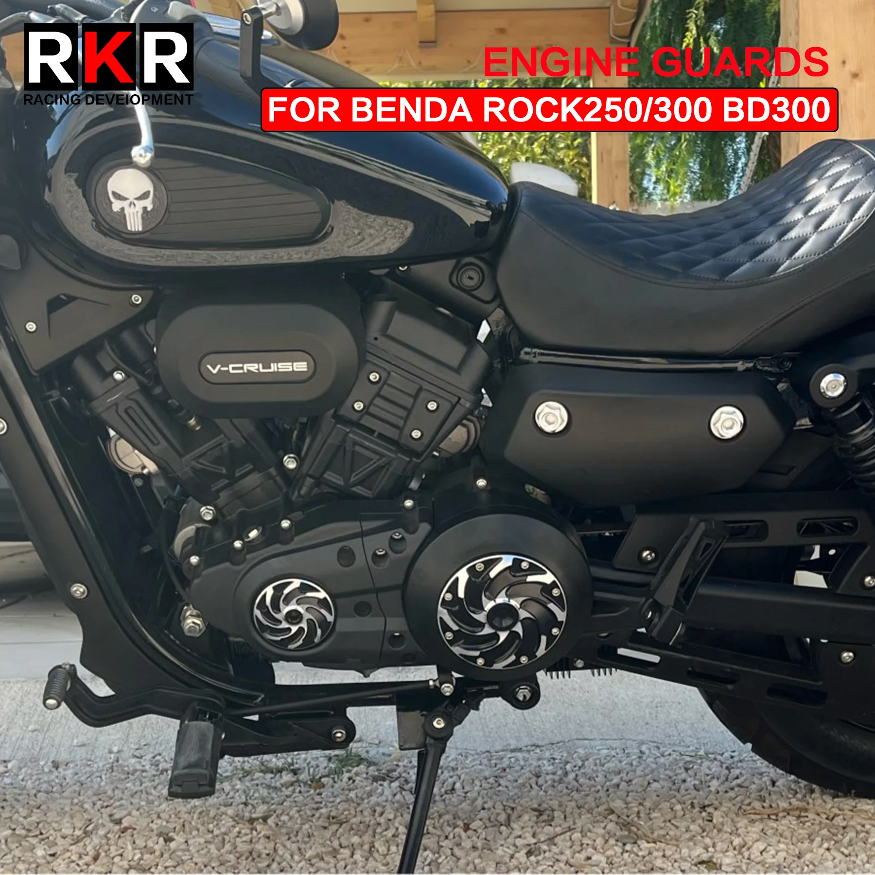 

CNC Motorcycle Belt Drive Cover Electromagnetic Cylinder Engine Guard for Keeway V Cruise 125 BENDA ROCK250 ROCK300 BD300 BD 300