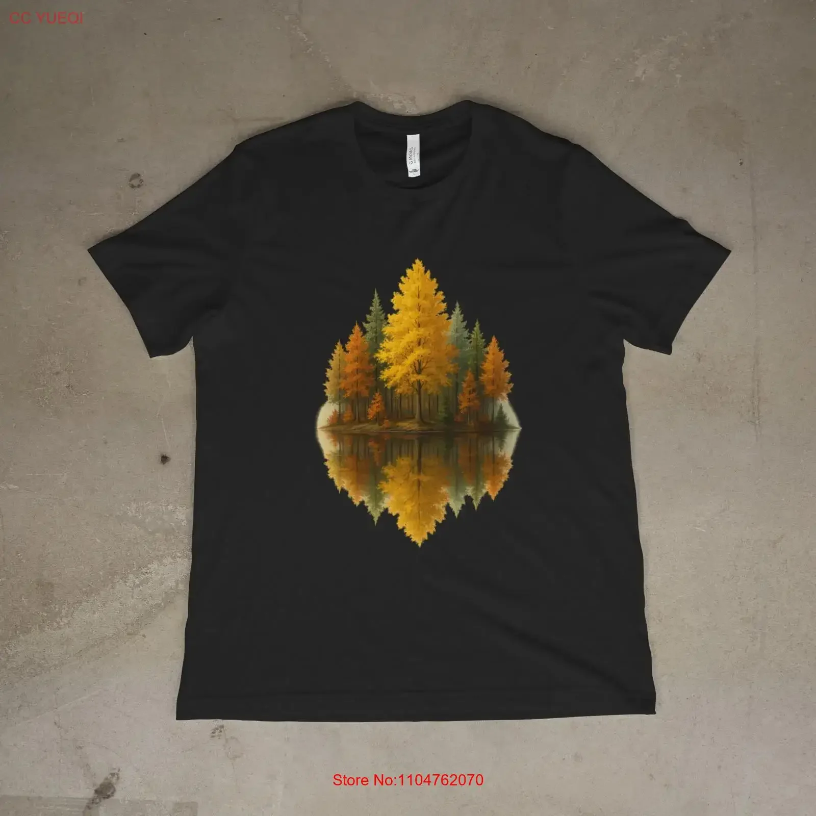 Minimalist Forest Art T Shirt Colorful Landscape long or short sleeves vintage Washed homme Stretched Casual fashion graphic