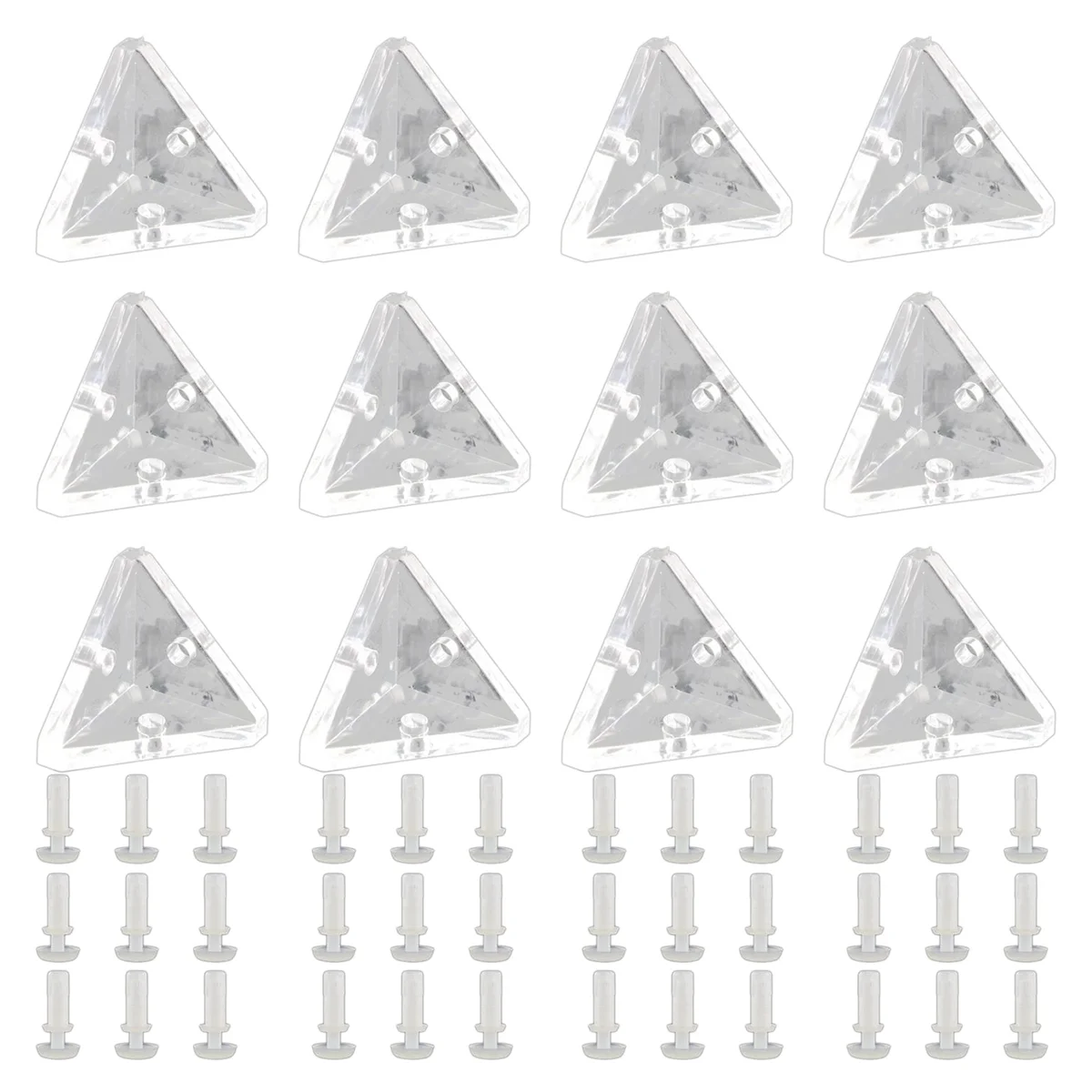 

12Pcs Acrylic Corner Brackets with Semitransparent Screws Clear 3-Hole Right Angle Joint Brace Brackets