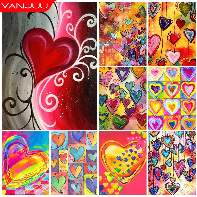 

Colorful Hearts Diamond Painting Love Is Love Diamond Mosaic Picture Full Drill Cross Stitch Kits Home Decor Pride Gift