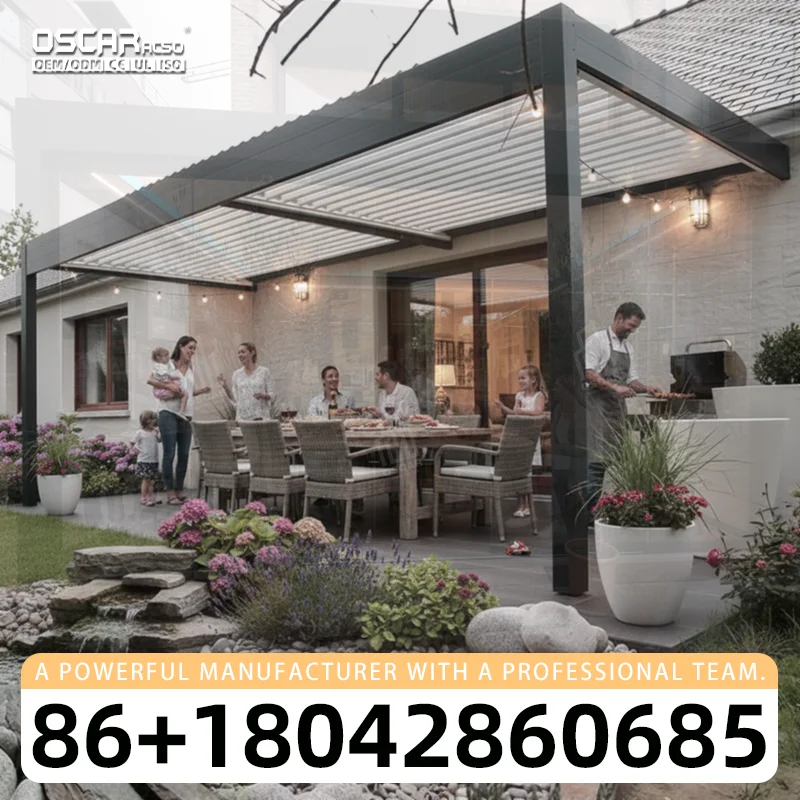3x3 3x4 4x4 6x4m Waterproof Remote Control Gazebo Modern Outdoor Bioclimatic Aluminium Louver Pergola OEM Factory pergola
