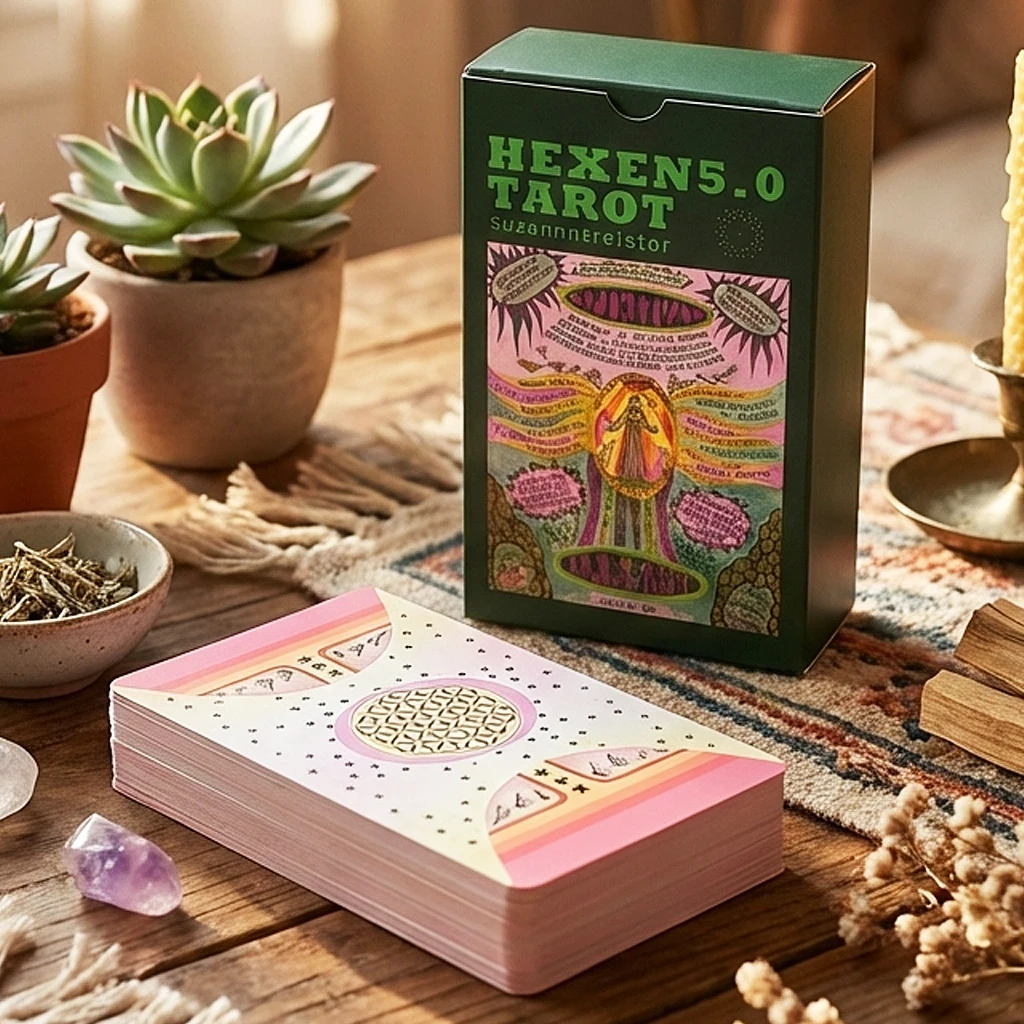 12*7cm HEXEN 5.0 Tarot Deck, 78 Pcs Tarot Cards Based on Alchemical Art, Tech-Spirituality & Climate Crisis Double-embossed