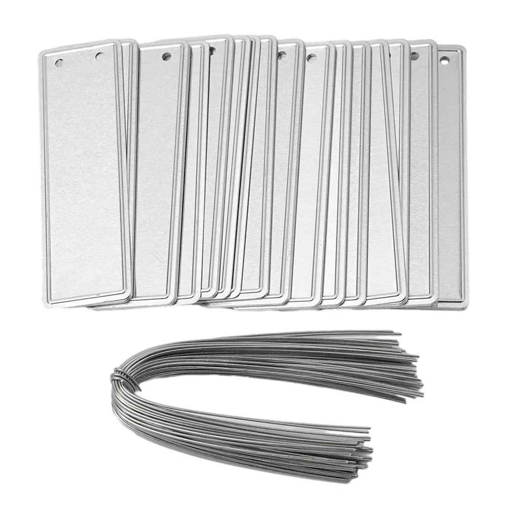 Tags Plant Labels Aluminum 50 Set 82*25*0.5MM DIY Indoor & Outdoor UV Resistant Waterproof With Hole Brand New