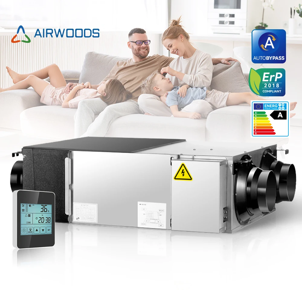 Erv Ventilation System Silent Operation Plate Heat Exchanger Smart Control Total Heat Recovery Modern Home for Exchange System