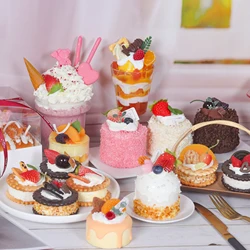 1PC Artificial Fruit Cake Biscuit Fake Food Decoration Photography Pro Food Simulation Cake Model Tea Table Decoration FCYY-MIX2