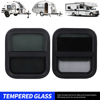 RV Window Trailer Window Waterproof Sealed Tinted Tempered Glass Pull Opening Rounded Corner with Clamp Ring for Camper Vehicle