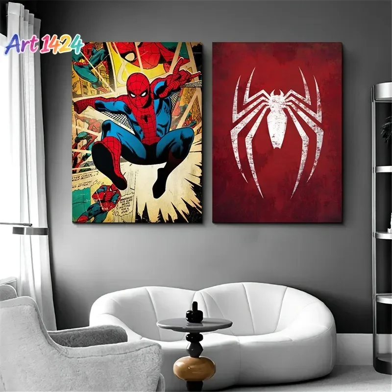 Hot Anime S-spiderM-man Poster Cartoon Art HD Frameless Canvas Painting Only Painting Core for Internet Cafe Bar Room Wall Gifts