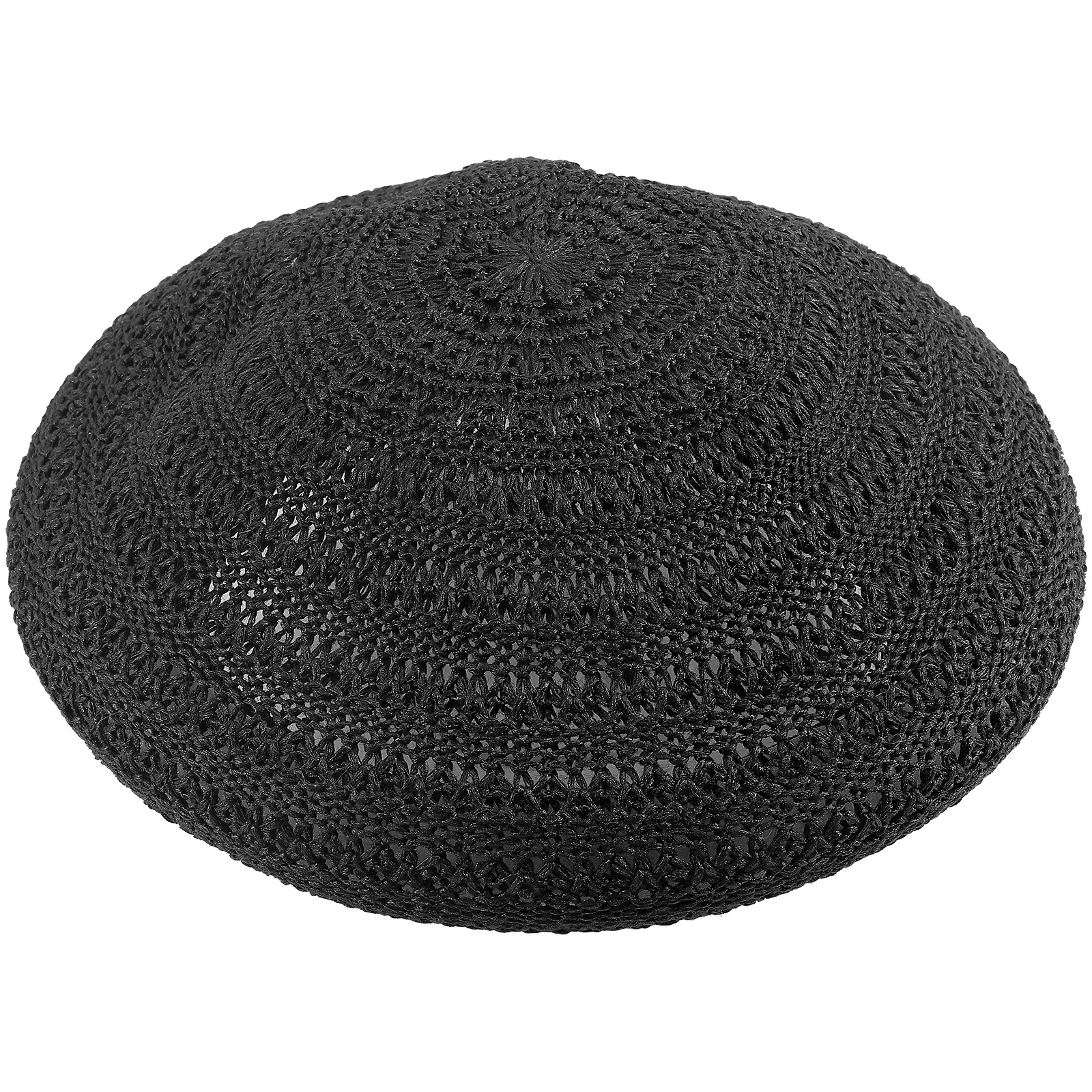 

Women Black Vintage Woven Beret Hat Spring Summer Casual Travel Vacation Hollow-Out Fashion Cap Beret Hat Vacation Hats
