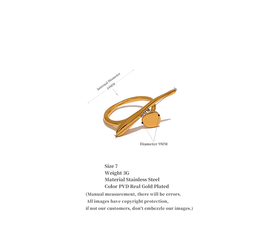 Yhpup Chic Edelstahl Persönlichkeit Minimalistischer edler Ring 18 Karat Gold Farbe Stilvoller einzigartiger Fingerschmuck für Frauen Wasserdicht – Detail 6