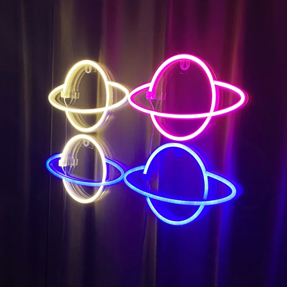 

Universe Neon Wall Light Planet Neon Sign Wall Hanging Home Holidays Commercial Christmas Decorations Colorful Moon Neon Lamp