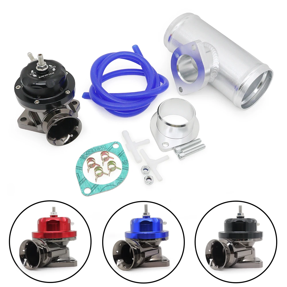 Typu RS zawór wydmuchowy Turbo regulowany 25psi BOV z 63mm 2.5 "rura kołnierzowa dla GD-RS FV RZ cios odcinający Adapter zaworu L = 150mm